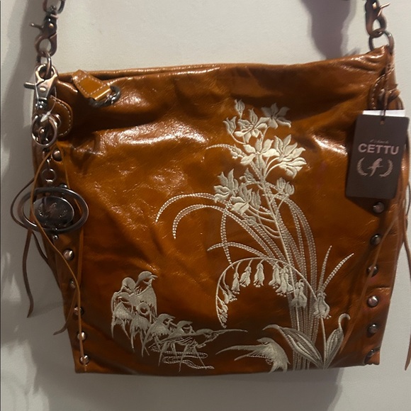 Brown Floral Women's Shoulder Bag - Picture 4 of 16